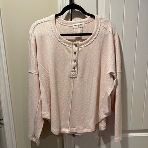 Waffle Henley Long Sleeve Top